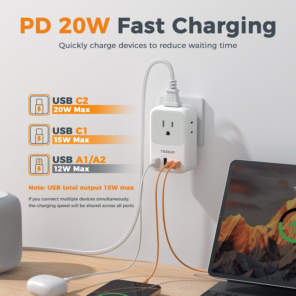 USB C Charger Block 20W PD, Fast Charging Adapter with Foldable Plug