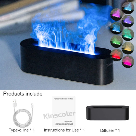 Ultrasonic Essential Oil Diffuser & Humidifier with Mesmerizing RGB Flame Night Light